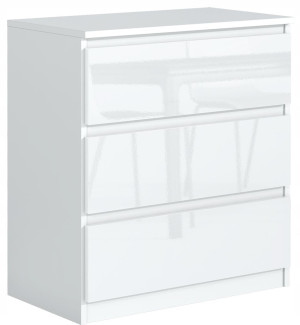 Szafka z 3 szufladami 78x70x39 cm biała front połysk do salonu i sypialni