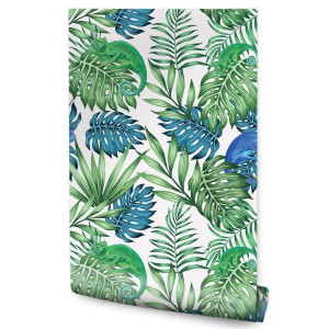 Tapeta W Rolce Kolorowe LIŚCIE Monstera Kameleon 53x1000