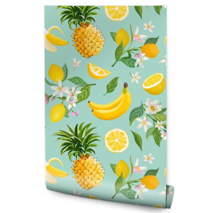 Tapeta Do Kuchni Egzotyczne OWOCE Ananas Kwiaty