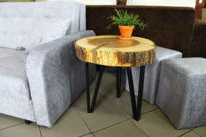 Stolik kawowy 57x56x55 cm lite drewno jesioniowe okrągły