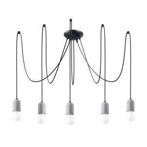 Lampa wisząca NESO 5 190x100x100cm nowoczesna E27 nad stolikiem kawowym do salonu sypialni szary