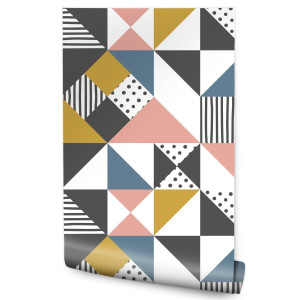 Tapeta GEOMETRYCZNA - Kolorowe Trójkąty  53x1000