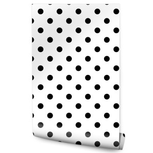 Tapeta W Rolce Klasyczne Czarne KROPKI Dekoracja 53x1000