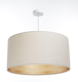 Lampa wisząca BOHO lniano jutowa beżowa z motywem drewna do salonu sypialni biura