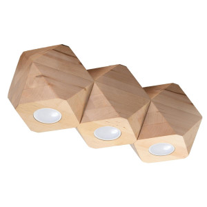 Plafon WOODY 3 naturalne drewno 12x12x36cm nowoczesna lampa GU10 do salonu