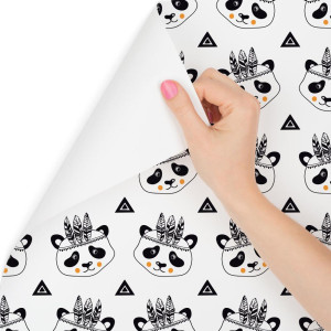 Tapeta do pokoju dziecka w pandy misie trójkąty