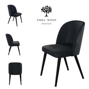 Krzesło TUXEDO KR-2 53x49x83 cm welurowe do jadalni czarny