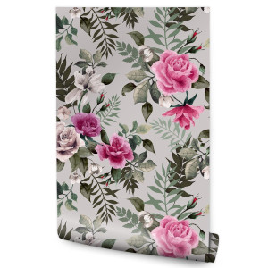 Tapeta Do Salonu Kolorowe RÓŻE Styl Retro Kwiaty