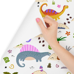 Tapeta kolorowa dinozaury palmy, do pokoju dziecka