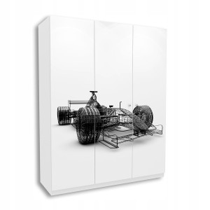 Szafa FORMULA 150x190 cm biała grafika 3D formuła dla dziecka