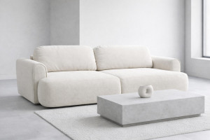 Kanapa z funkcją spania ITALY 250x100x82 cm FLOW 08 trzyosobowa sofa rozkładana tkanina kremowa