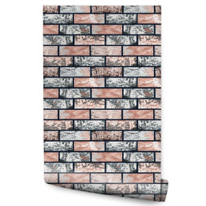 Tapeta Nowoczesny Wzór Kolorowe CEGŁY Mur Beton 3D 53x1000