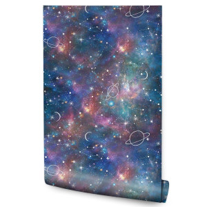 Tapeta kosmos galaxy planety do pokoju chłopca