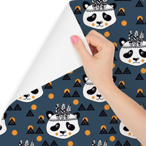 Tapeta do pokoju dziecka w pandy trójkąty kropki