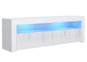 Szafka RTV 49x130x35 cm biała połysk z LED do salonu
