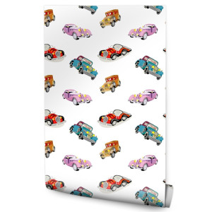 Tapeta w Rolce Kolorowe AUTA Samochody Styl Retro