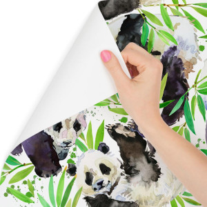 Tapeta do pokoju dziecka pandy misie zieleń liście