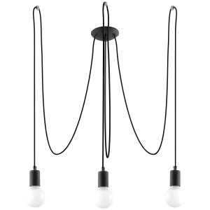Lampa wisząca EDISON 3 150x300x300 cm industrialny E27 nad stolikiem kawowym do salonu czarny