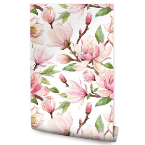 Tapeta Do Salonu KWIATY Magnolii Liście Natura