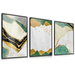 ZESTAW 3x Plakat W Ramie Kolorowe Wzory Abstrakcja 30x40cm