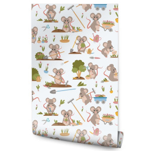 Tapeta MYSZKI w Ogrodzie Zwierzątka Rośliny Natura 53x1000