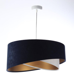 Lampa  50x23x93 cm do salonu sypialni biura wisząca asymetryczna granatowo-biało złota