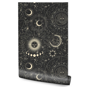 Tapeta Ścienna Znaki ZODIAKU Księżyce Planety Boho
