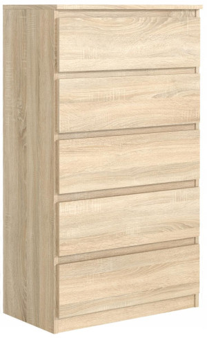 Komoda z 5 szufladami 124x70x39 cm  cm dąb sonoma do salonu i sypialni