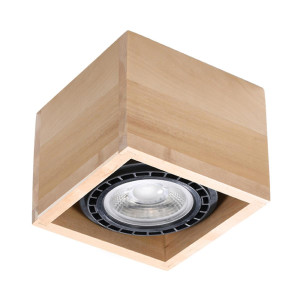 Plafon QUATRO 1 naturalne drewno 10x14x14cm nowoczesna lampa GU10 do salonu