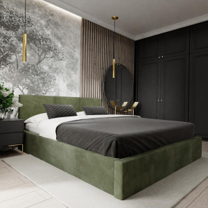 Łóżko tapicerowane do sypialni basic 120x200x88 cm podwójne khaki