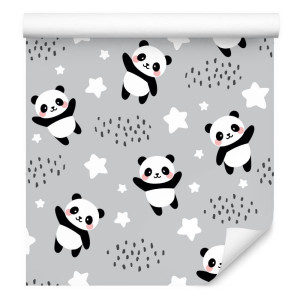 Tapeta pandy misie gwiazdy krople pokój dziecięcy