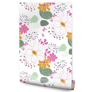 Tapeta Do Salonu Malowane Delikatne KWIATY Natura 53x1000