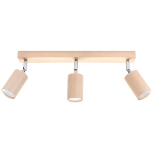 Plafon BERG 3 naturalne drewno 20x5x45cm nowoczesna lampa GU10 do salonu