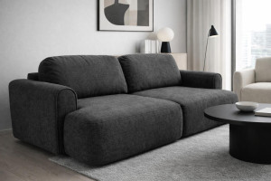 Kanapa z funkcją spania ITALY 250x100x82 cm FLOW 25  trzyosobowa sofa rozkładana tkanina antracyt