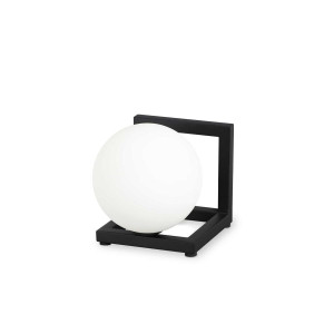 Lampka nocna Angolo 12x12x12 cm loftowa czarny stelaż kula do sypialni salonu