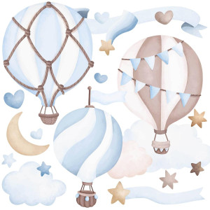 Naklejki Dla Dzieci Balony Chmurki 60x30 Gwiazdy Serca ZESTAW