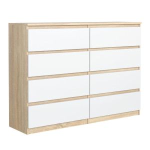 Komoda 101x120x39 cm z 8 szufladami dąb sonoma biały do salonu i sypialni od producenta