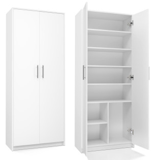 Regał Rafcio 2D 74x180x35 cm z półkami i drzwiami do pokoju lub biura biały mat bestseller