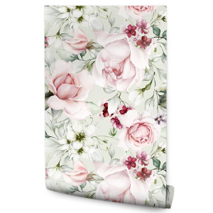 Tapeta Do Sypialni Różowe PEONIE Kwiaty Liście 3D