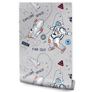 Tapeta Rakiety Kosmos ASTRONAUTA Planety Napisy