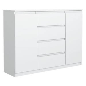 Komoda 101x140x39 cm z 2 drzwiami i 4 szufladami biała do salonu i sypialni