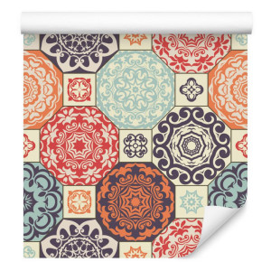 Tapeta kolorowe ornamenty w stylu retro, styl nowoczesny