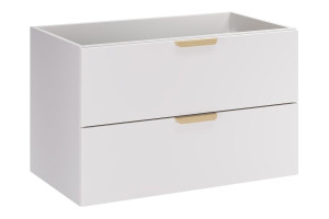 Szafka łazienkowa pod umywalkę 80 cm Aster White biała wisząca gładka 2 szuflady