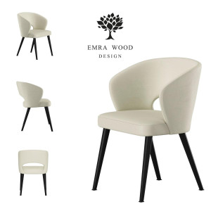 Krzesło DELUXE KR-8 50x60x85 cm welurowe do jadalni białe
