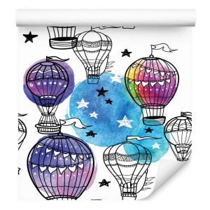 Tapeta dla dzieci kolorowe balony pojazdy gwiazdy