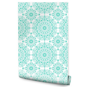 Tapeta W Rolce Mandala Turkusowe ORNAMENTY Ozdoba 53x1000