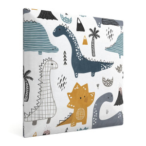 Panele tapicerowane 30x30 cm dinozaury z nadrukiem dla dzieci na ścianę