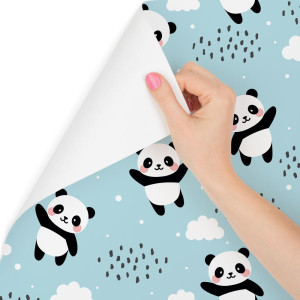Tapeta do pokoju dziecka pandy chmury niebo krople