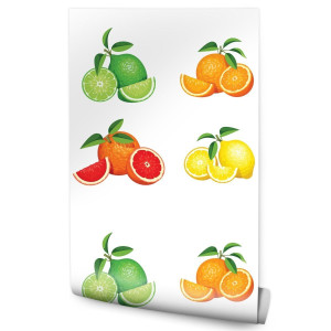 Tapeta do Jadalni OWOCE Cytryny Limonki Dekor 3D