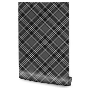 Tapeta Flizelinowa Szary TARTAN Nowoczesna Kratka 53x1000